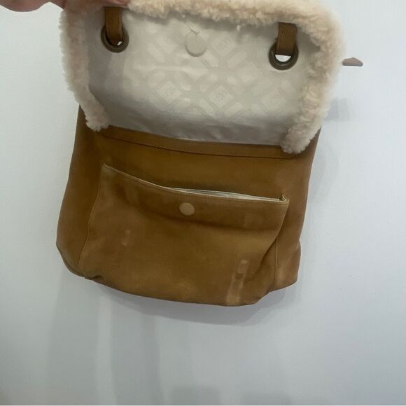 UGG Heritage Tan Suede Hobo Shoulder Bag Sherpa trim - Picture 7 of 16